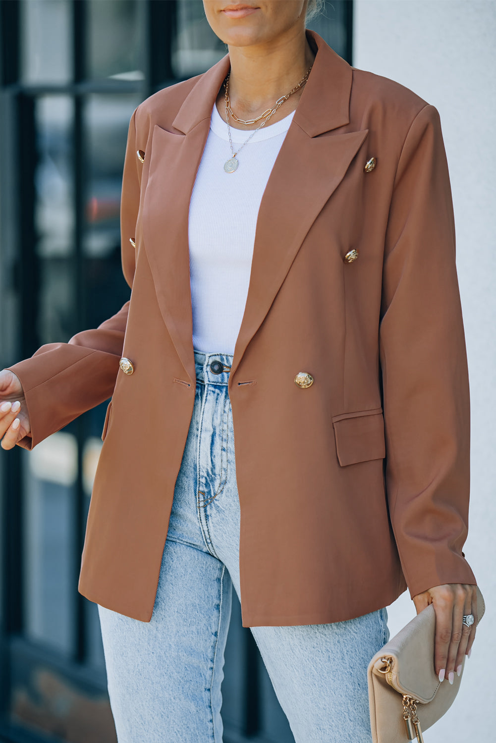 R&B | Doppelreiher-Reverskragen Langarm Blazer