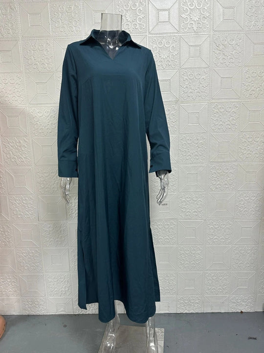 R&B | Langärmeliges Kleid mit V-Ausschnitt Damenbekleidung