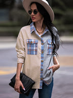 R&B | Karo Kontrast Drop Shoulder Shacket