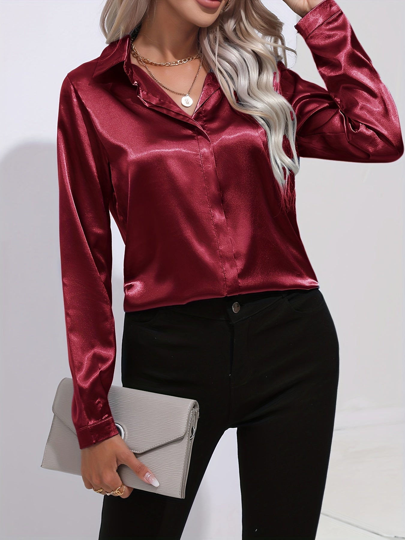 EB | Damen Elegante Satinbluse