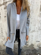 R&B | Rundhals-Reißverschluss Langarm Freizeitjacke