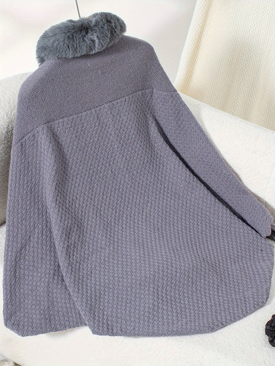 R&B | Faux Fur Cardigan mit Schal Kragen Akryl Warm und Elegant