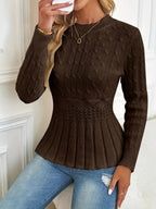 R&B | Bequemer Schicker Grobstrickpullover mit Rundhalsausschnitt