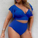 R&B | Großer Badeanzug mit Rüschendruck und hoher Taille