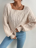 R&B | Strickbluse mit Quadratischem Ausschnitt Weich und Elegant Kabelstrick