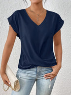 R&B | Einfarbiges T-Shirt mit V-Ausschnitt