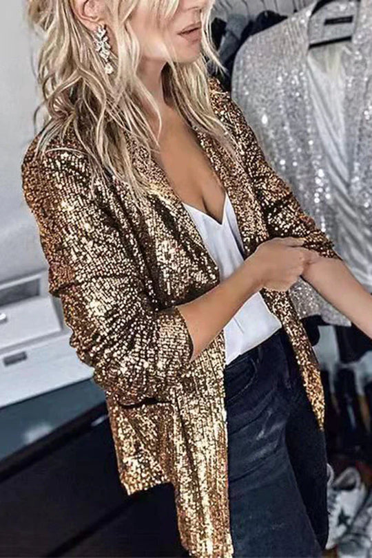 R&B | Blazer mit Revers und Pailletten