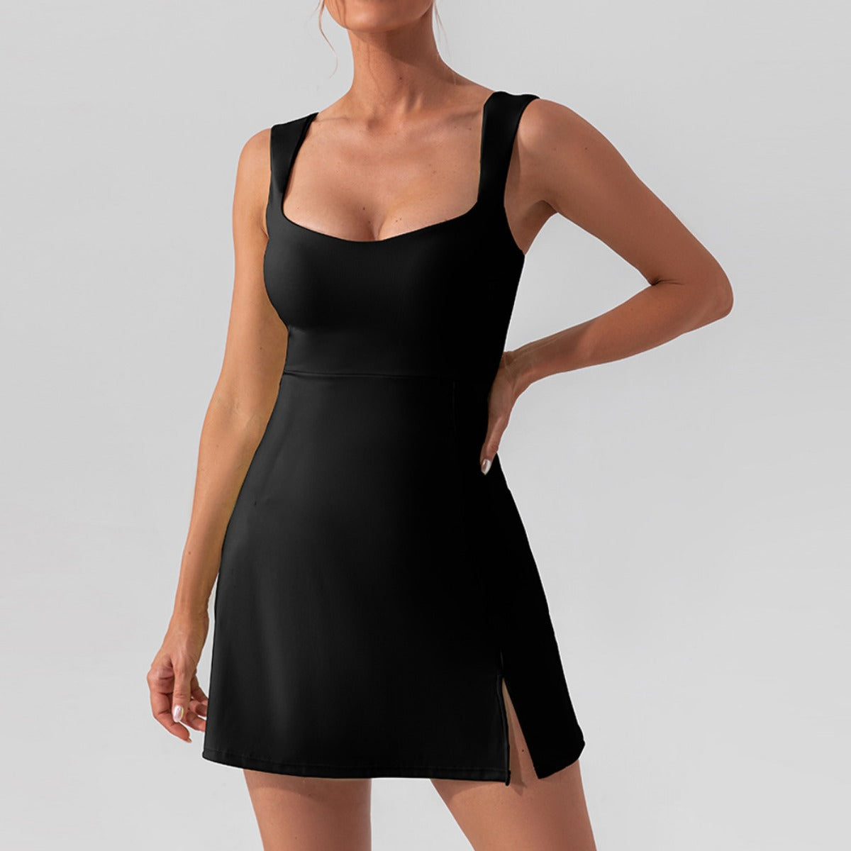 R&B | Hosenträger einfarbig Yoga Tennisrock leichtes Sportkleid