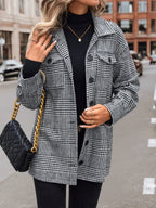 R&B | Hahnentritt Drop Shoulder Kragenjacke