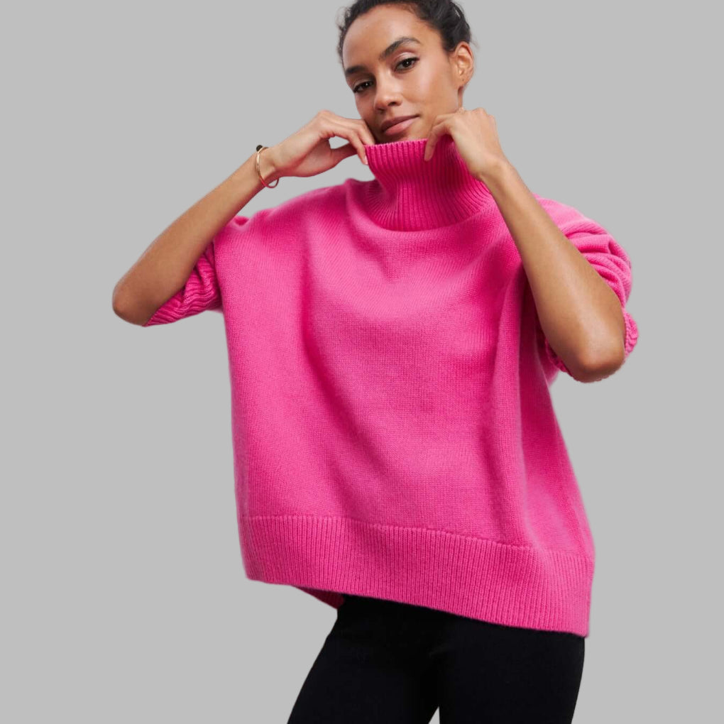 R&B | Pullover - Damen Herbst Oversized Hochkragenpullover