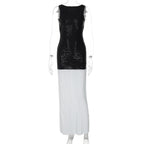 R&B | Ärmelloses langes Kleid mit Pailletten und Neckholder