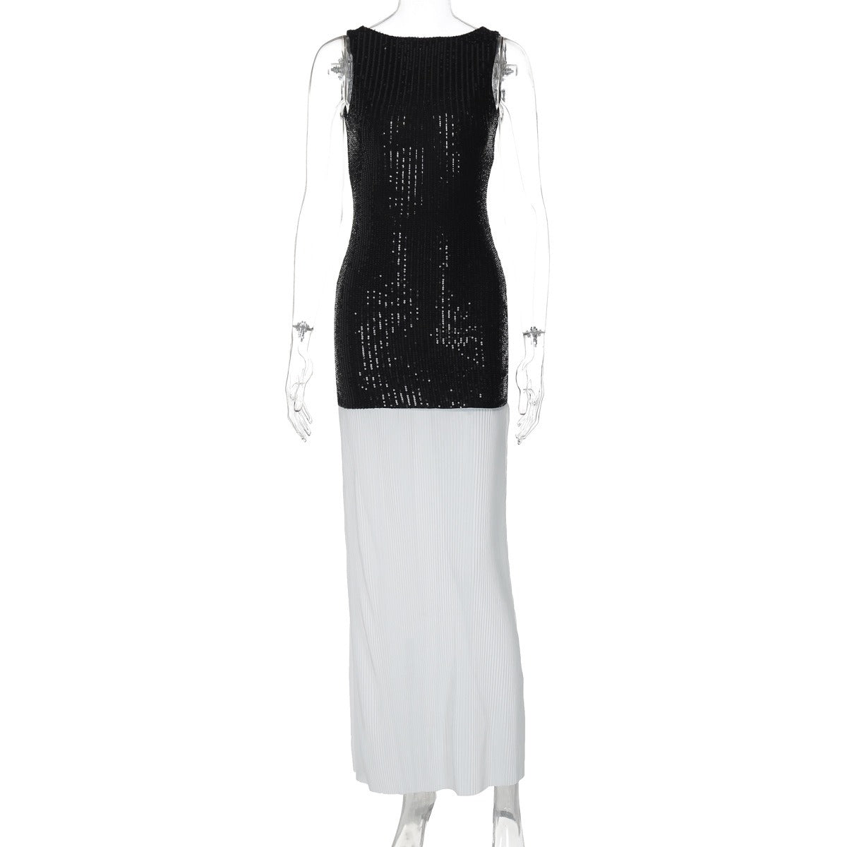 R&B | Ärmelloses langes Kleid mit Pailletten und Neckholder