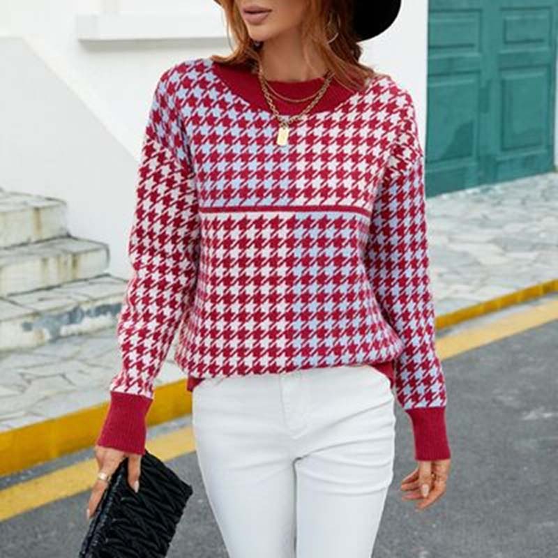 R&B | Geometrischer Strickpullover Mit Trendigem Muster