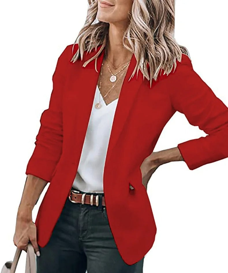 R&B - Damen Blazer Einfarbig Jacke, Lange Ärmel