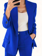 R&B | Blazer mit Revers und Erweiterte Hosen Set mit Knopfverschluss