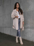 R&B | Bequemes Langarmhemdjacke mit Knöpfen, Wollkragen und Revers
