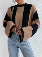 R&B | bicolor Strickpullover mit weiten Ärmeln