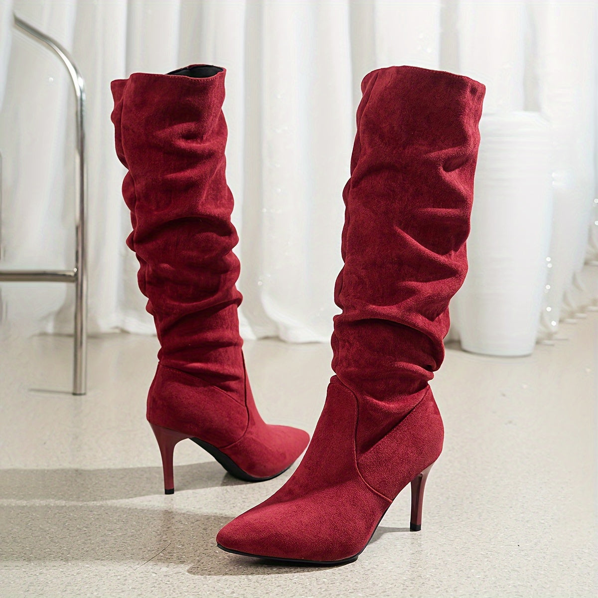 R&B | Toe Stiletto-Absatz Slouch Kniehohe Stiefel für Frauen