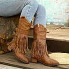 R&B | Quasten Bedeckte Damenstiefel mit Blockabsatz