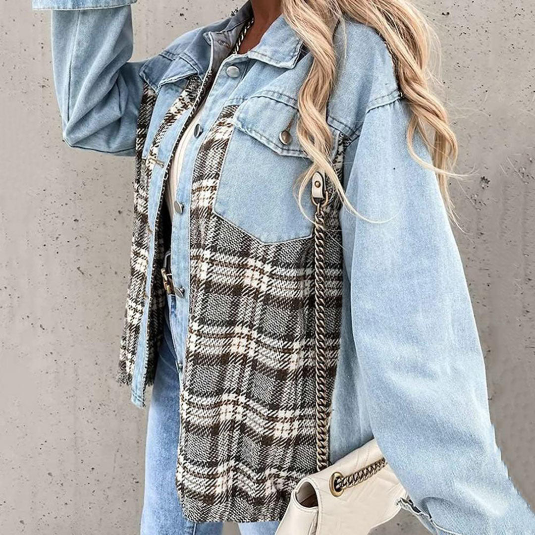 R&B | Stylische Karierte Jacke mit Klassischem Kragen für Frauen