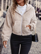 R&B | Fleecejacke Beige - Kuschelige Kurzjacke