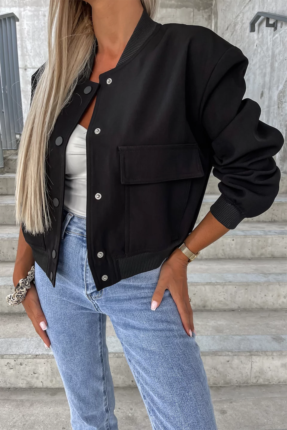 R&B | Bomberjacke mit Taschen Polyester-mischung Klassisch und Zeitlos