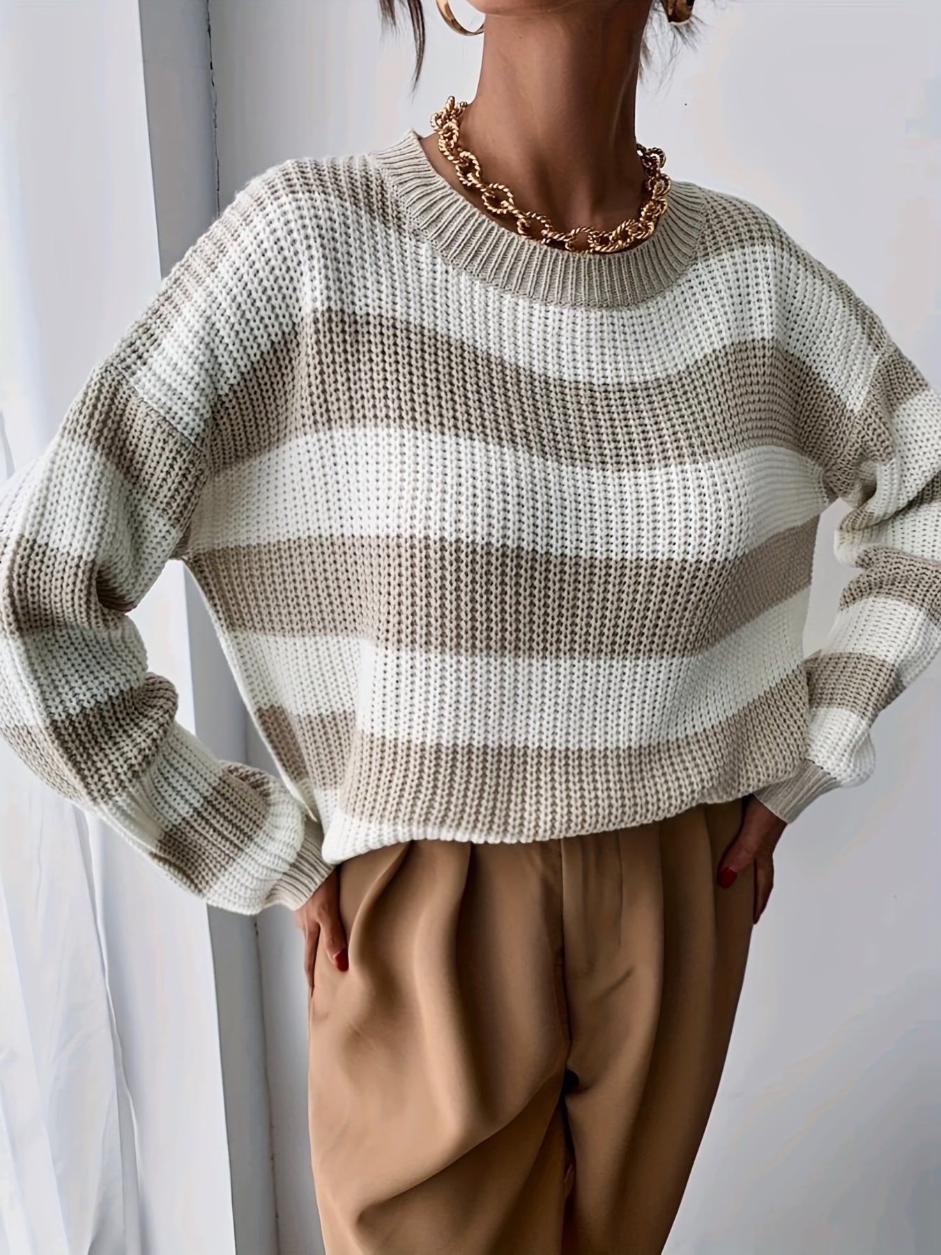 R&B | Bequemer Gestreifter Pullover