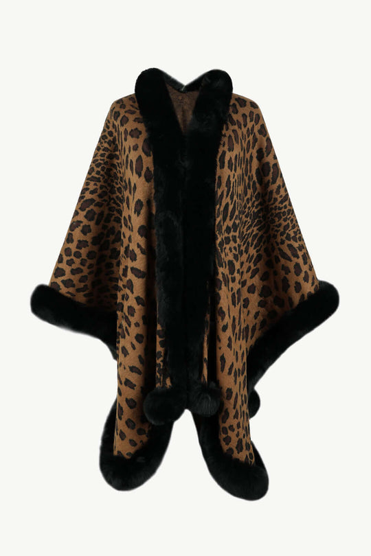 R&B | Leopardenmuster Offenes Poncho