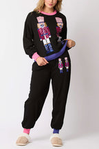 R&B | Weihnachtsmann Pailletten Freizeit Sweatshirt und elastische Taillen lockere Taschenhose Set