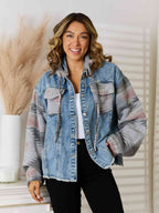 R&B | Geometrische Rohsaum Denimjacke