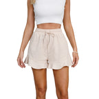 R&B | Shorts aus Baumwolle und Leinen mit Rüschenbesatz und Kordelzug für Damen