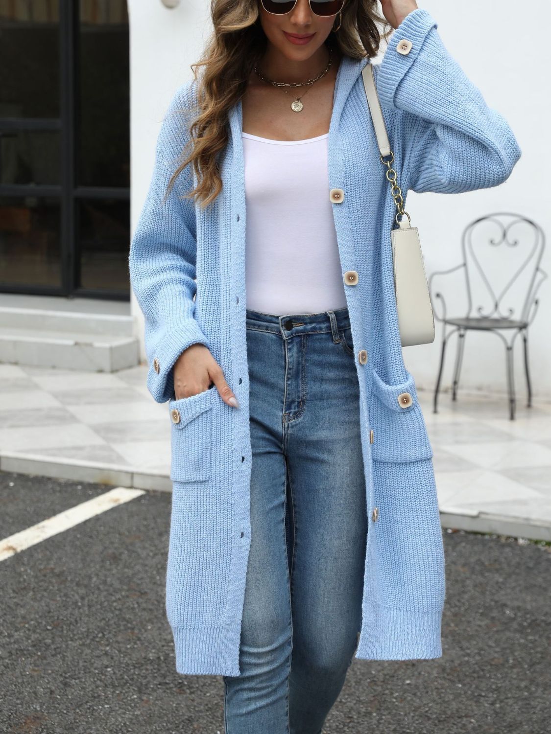 R&B | Lange Strickjacke Knopfverschluss Zeitlos und Bequem