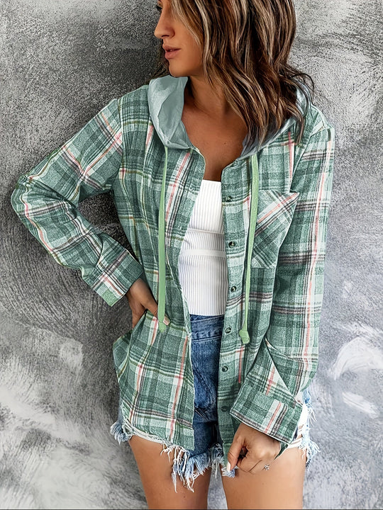 R&B | Karierte Jacke mit Kapuze Baumwolle und Polyester Leger und Komfortabel