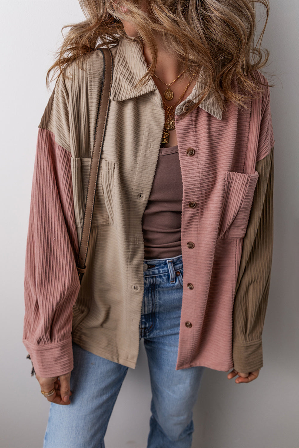 R&B | Colorblock Shirtjacke Baumwollmischung Lässig und Trendy