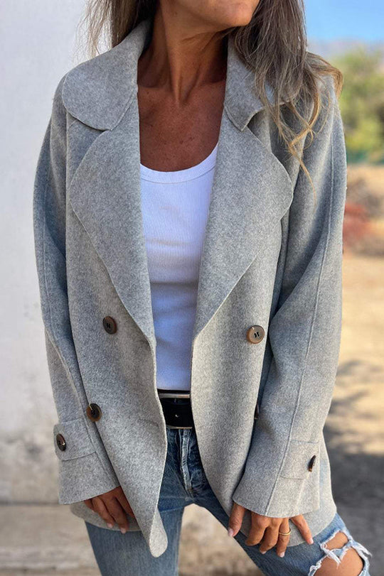 R&B | Farbe Revers Langarm Knopf Freizeitjacke