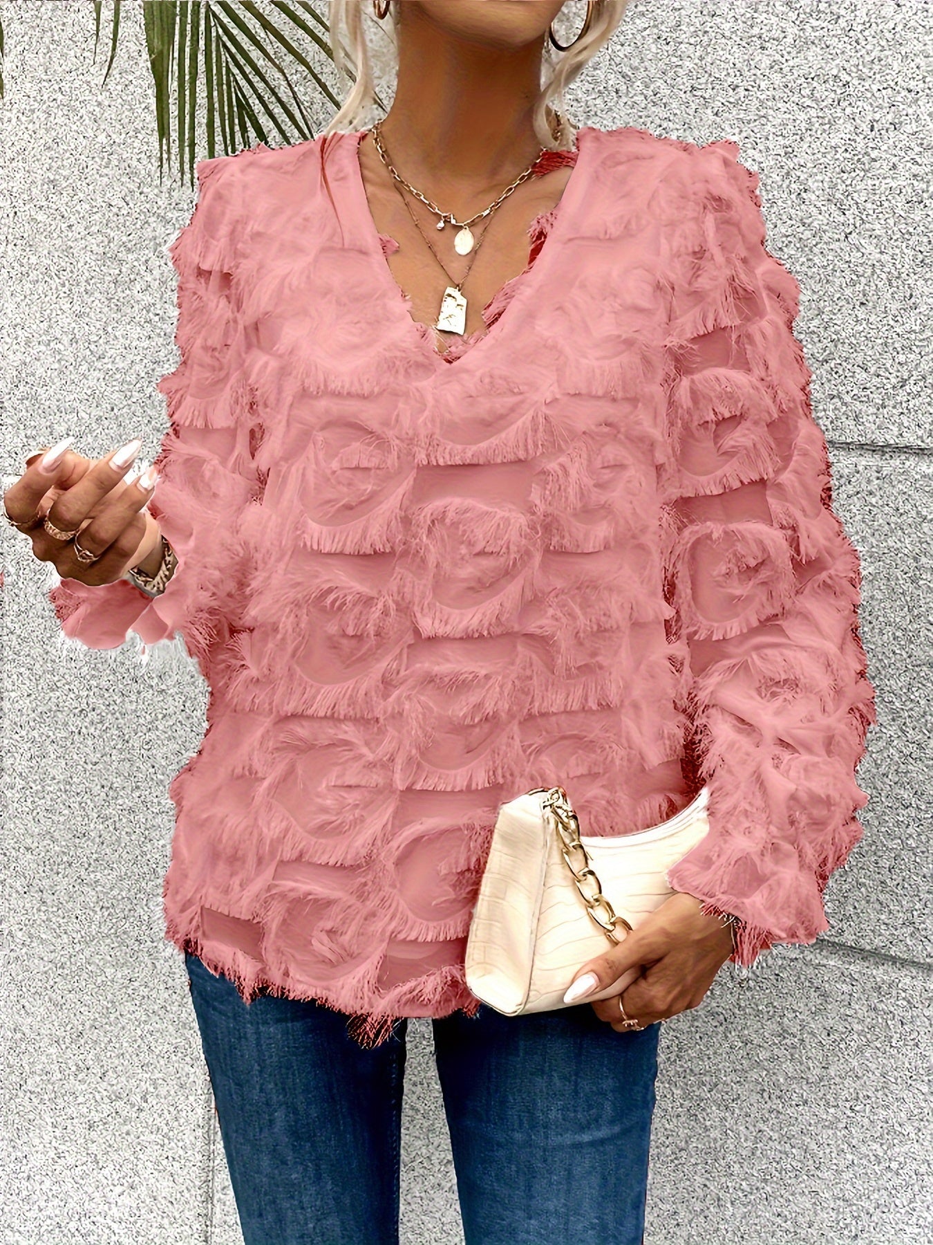 R&B | Elegantes Top mit Fransen-details Polyester Stilvoll und Bequem