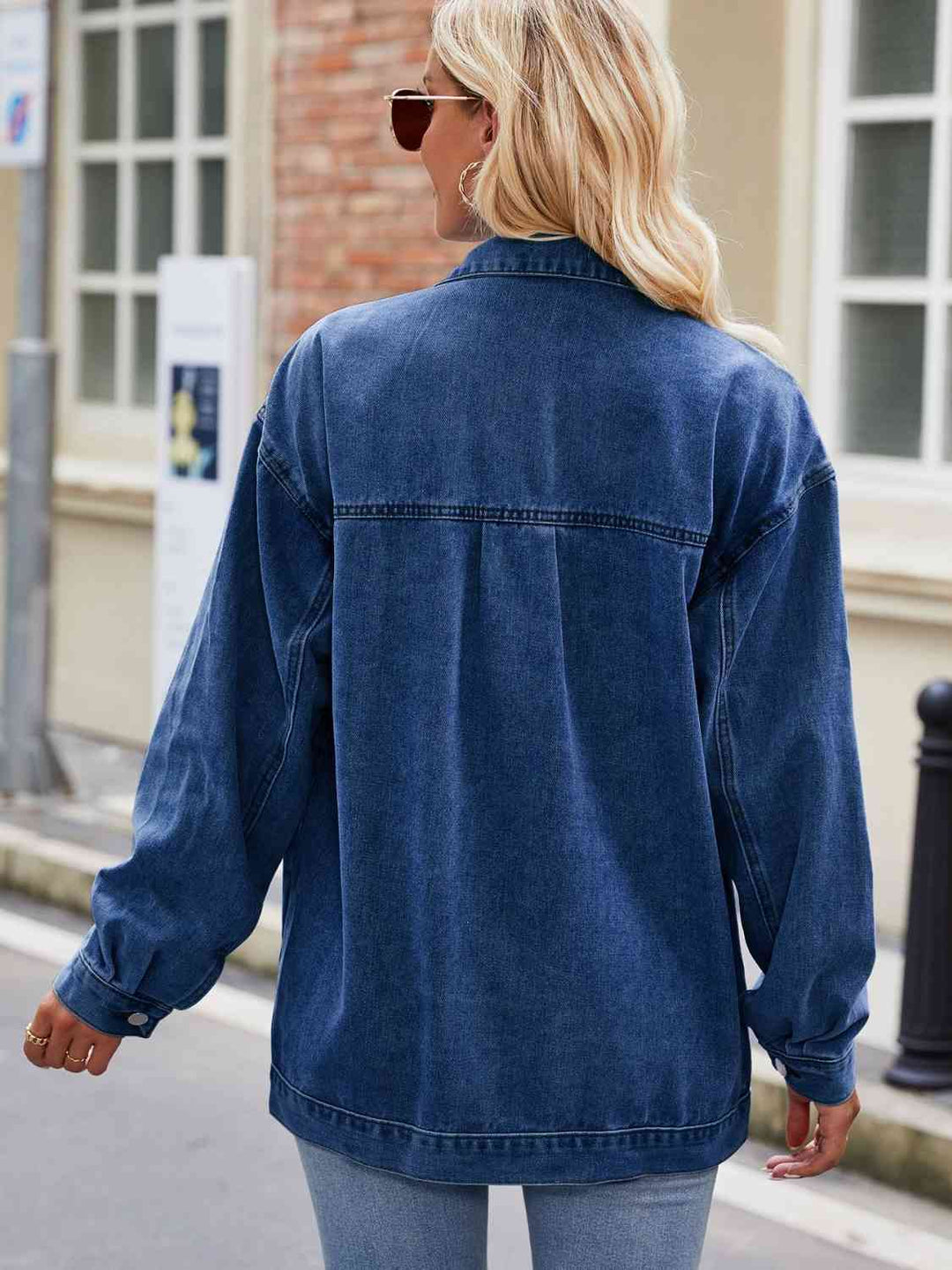 R&B | Knopf-Down Denimjacke mit Taschen