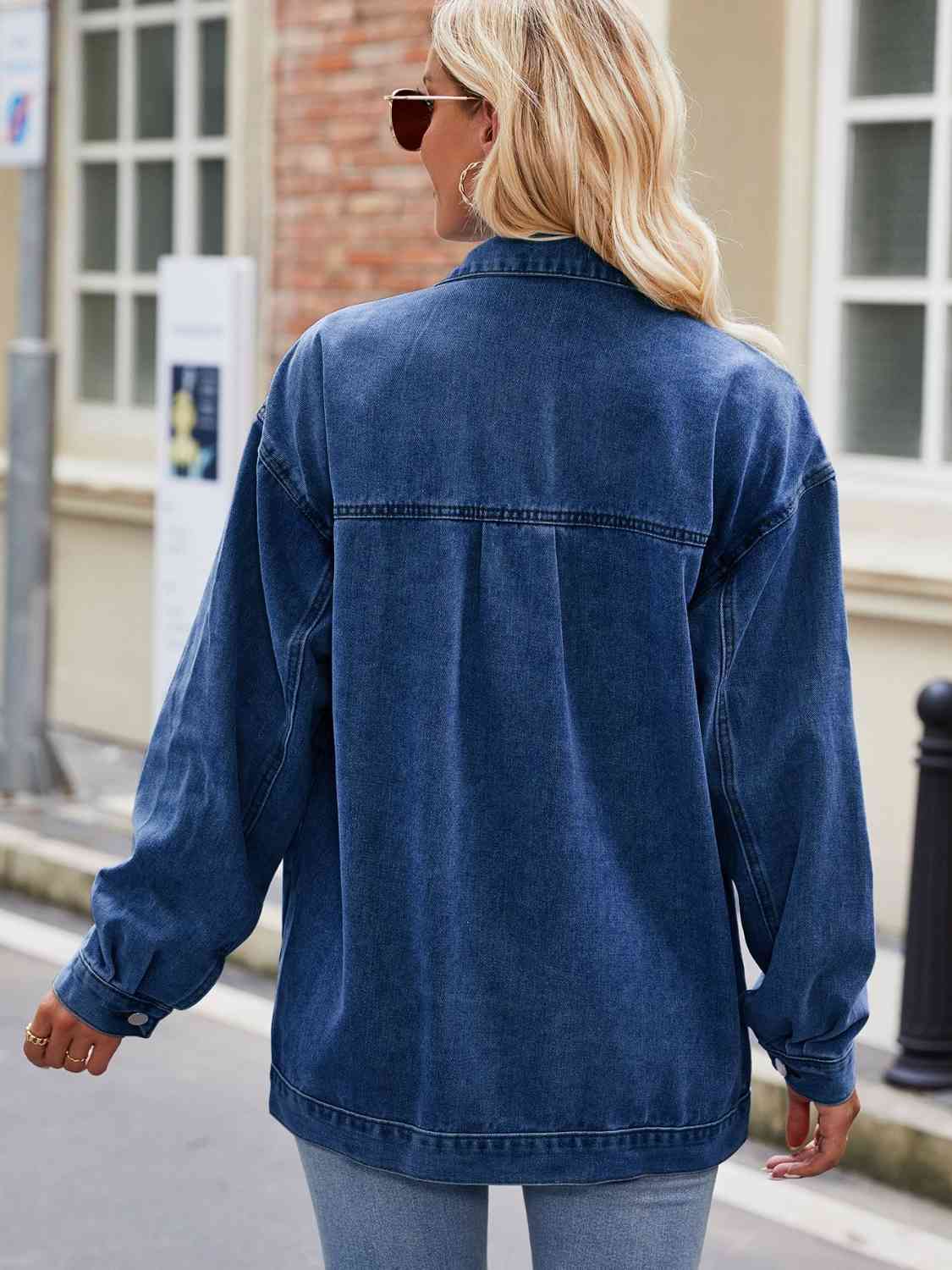 R&B | Knopf-Down Denimjacke mit Taschen