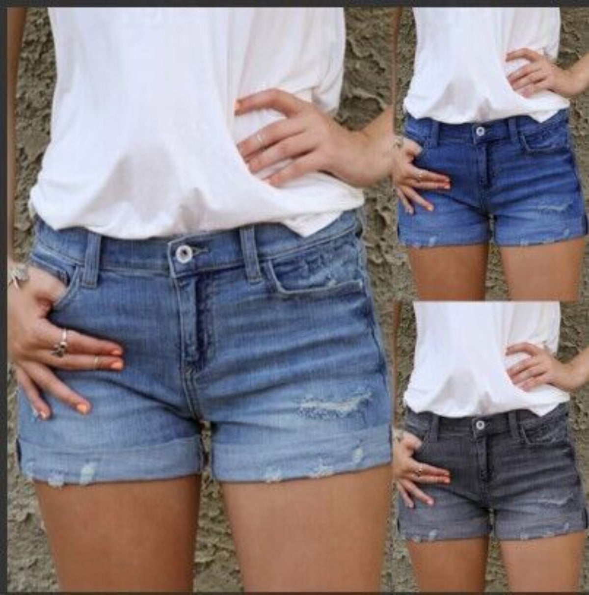 R&B | Zerrissene Quasten-Denim-Shorts