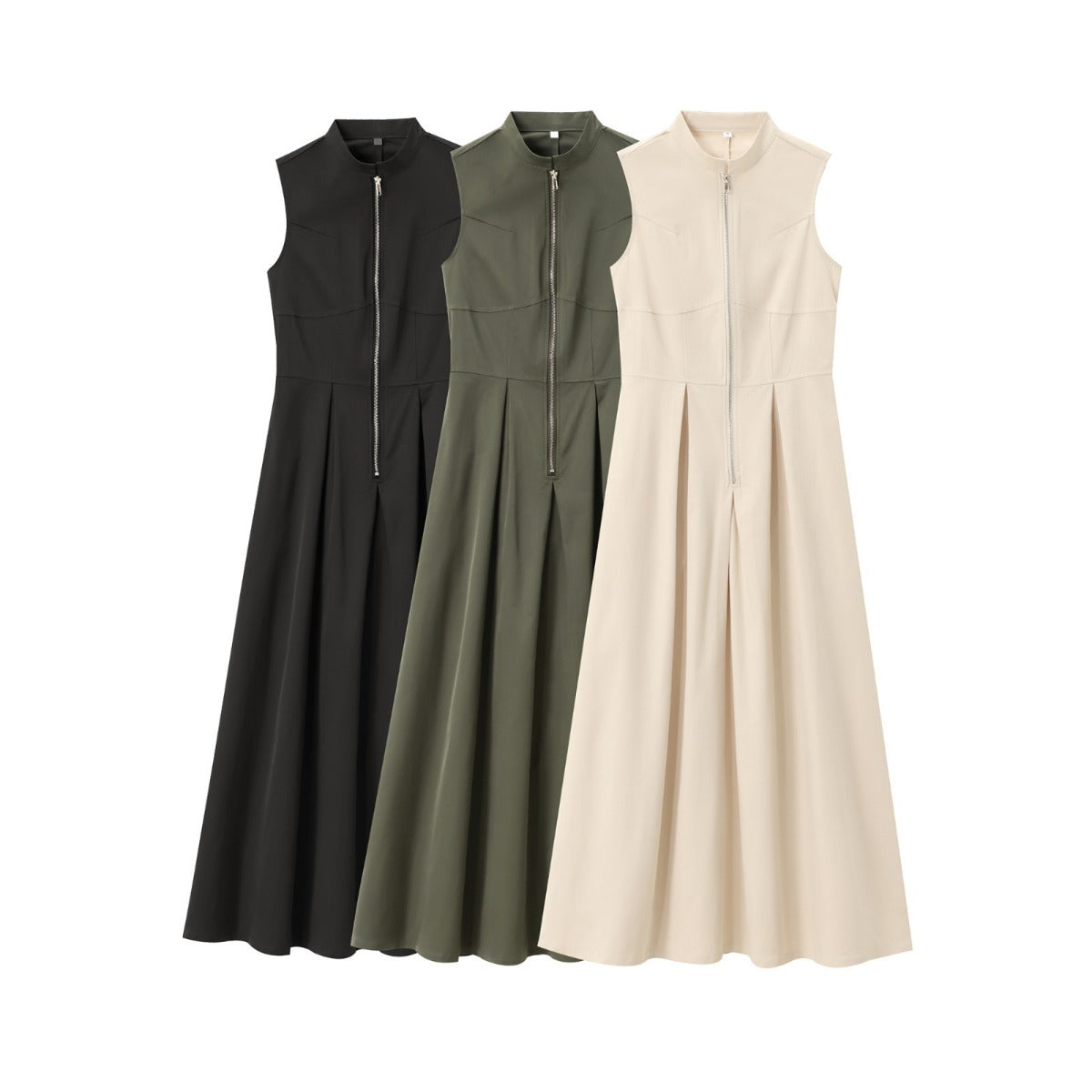 R&B | Ärmelloses Taillenkleid mit Rundhalsausschnitt