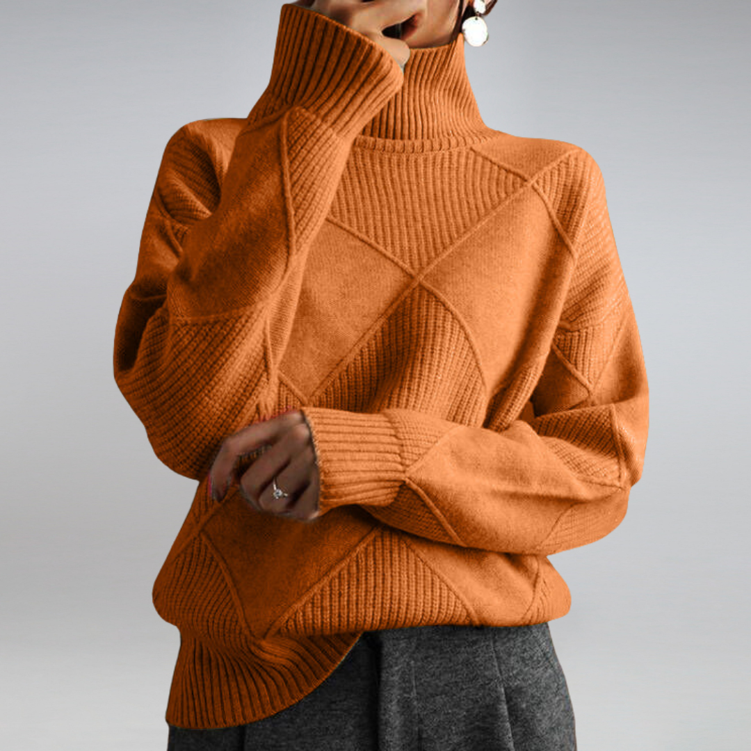 R&B | geometrischer Strickpullover mit Rollkragen