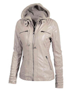 R&B | PU-Jacke mit Kapuze und durchgehendem Reißverschluss