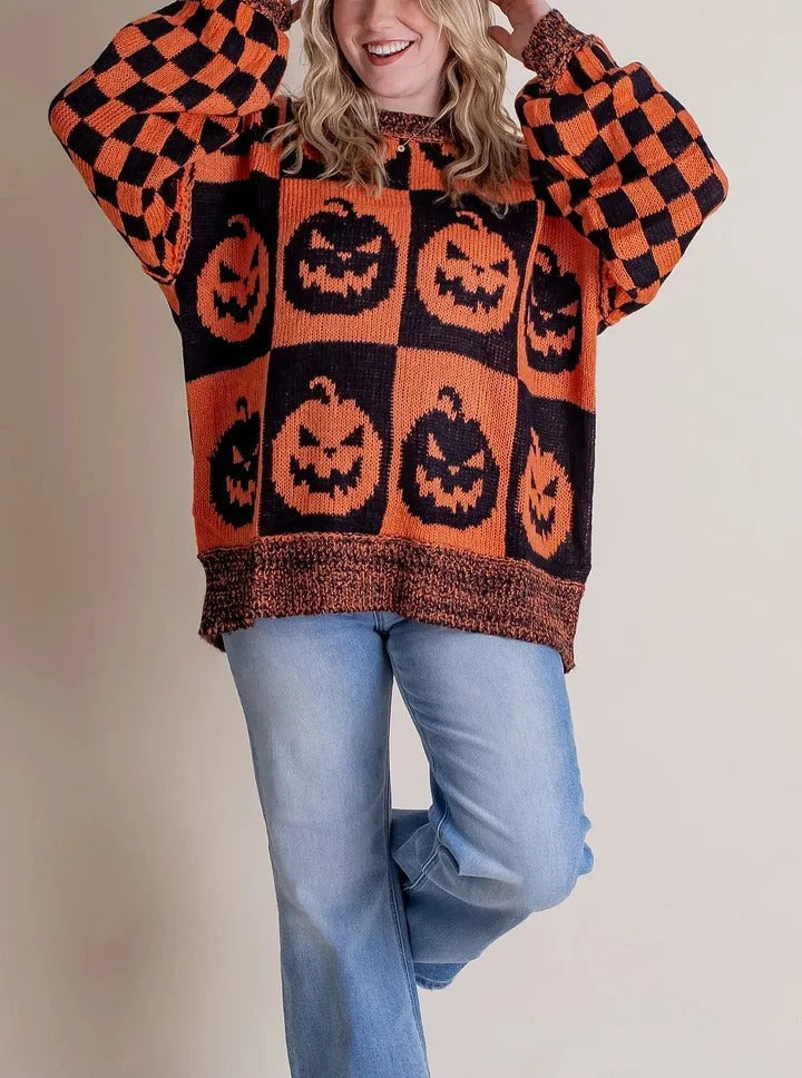 R&B | Karierter Strickpullover