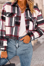 R&B | Pocket Fashion Casual Cropped Damen Karierte Jacke