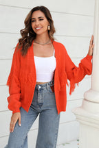 R&B | Fransenbesatz Offene Vorder-Cardigan