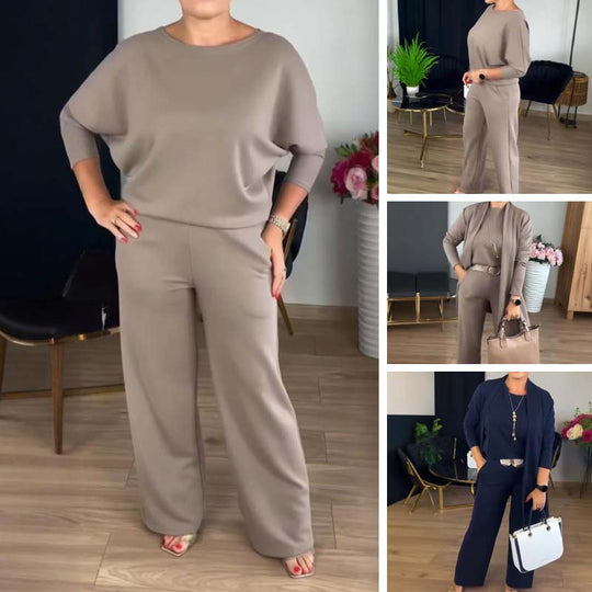R&B | Stylisches 3-Teilige Set Bestehend Aus Einem Langen Cardigan, Top und Hose