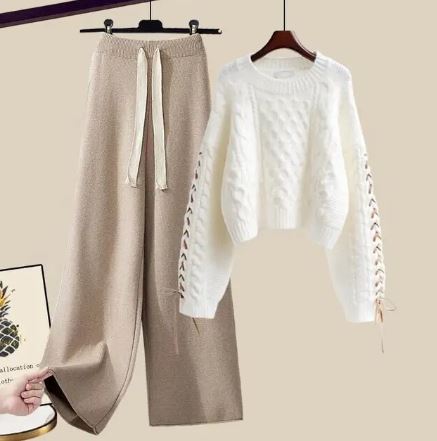 R&B | Strickpullover Weite Lockere Beine Zweiteiliges Satz