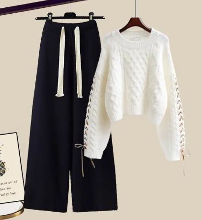 R&B | Strickpullover Weite Lockere Beine Zweiteiliges Satz