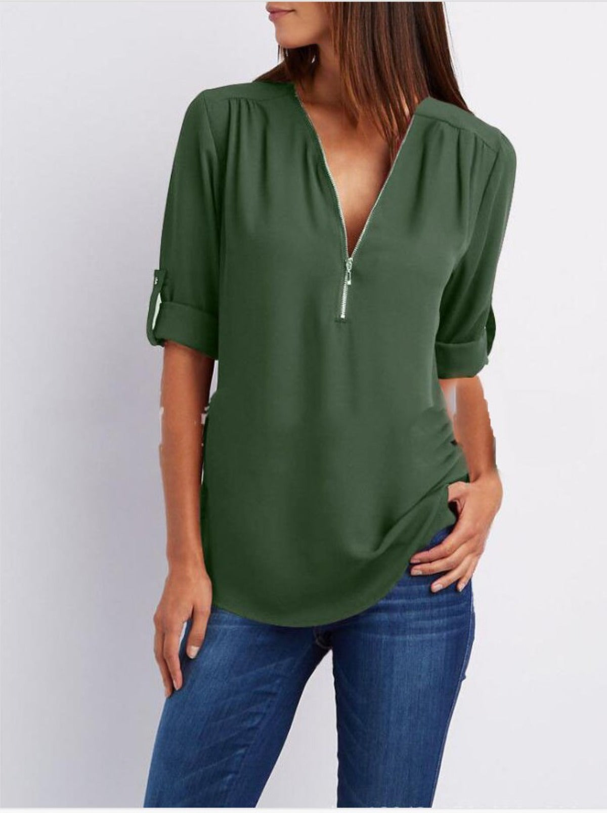 R&B | V-Ausschnitt plus Größe Frauen ärmellos Chiffon Shirt