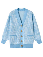 R&B | Strickcardigan mit geometrischem Muster und Knopfleiste